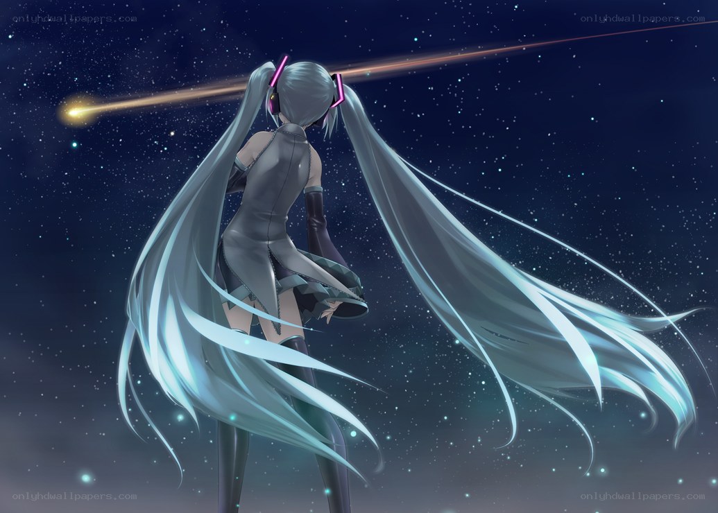 hatsune miku under stars