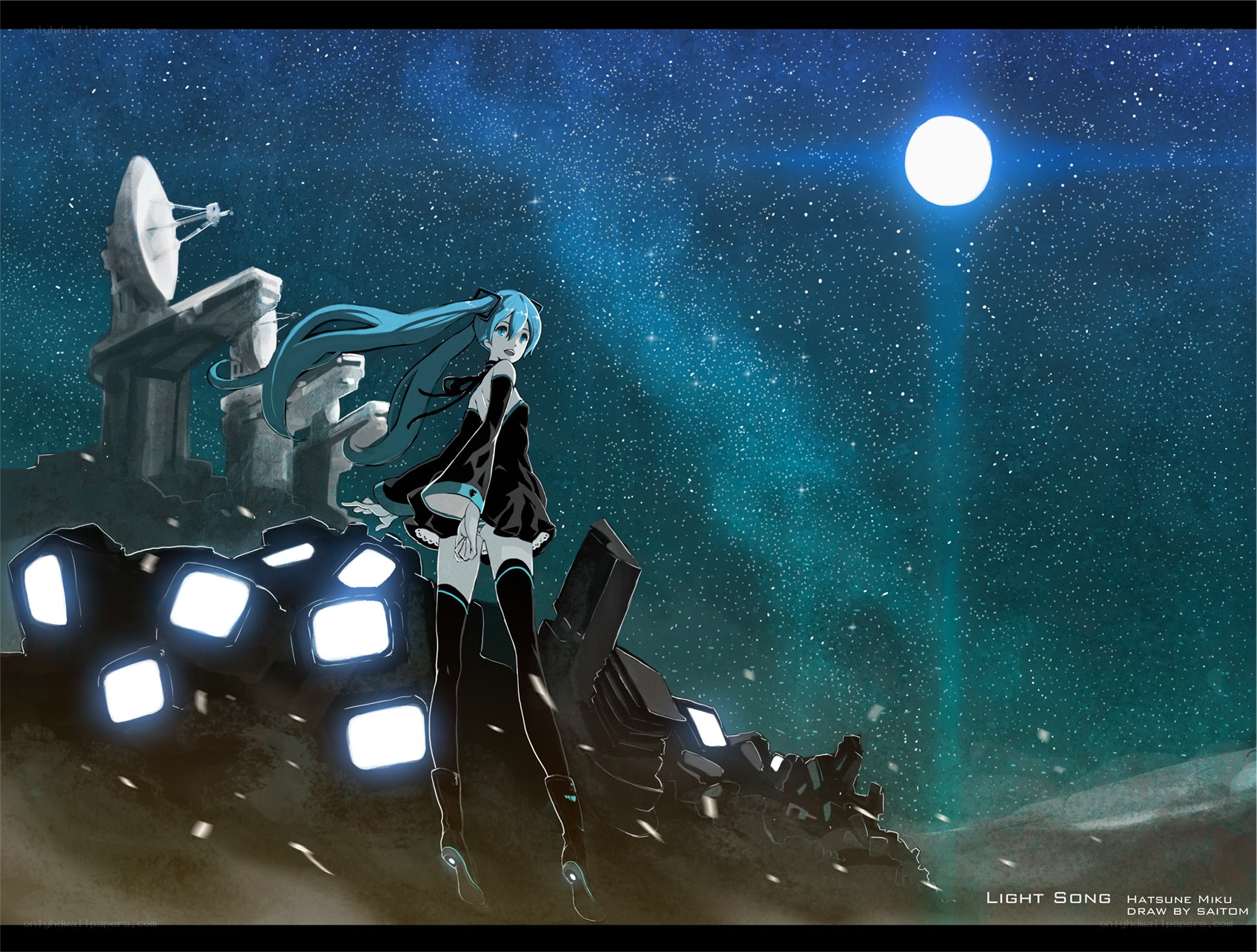 Hatsune Miku under the moon