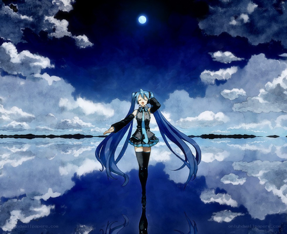 Hatsune Miku under the moon