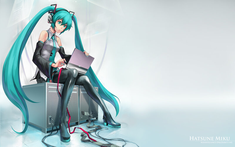 Hatsune Miku using laptop
