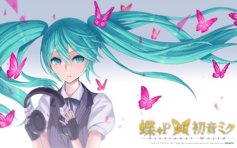 Hatsune Miku with butterflies