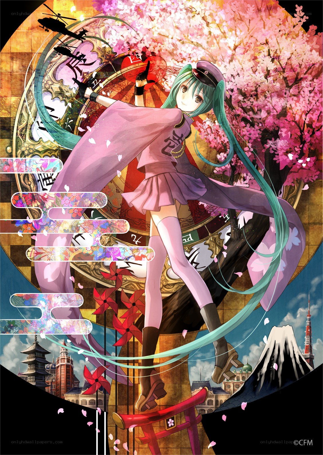 Hatsune Miku with cherry blossoms