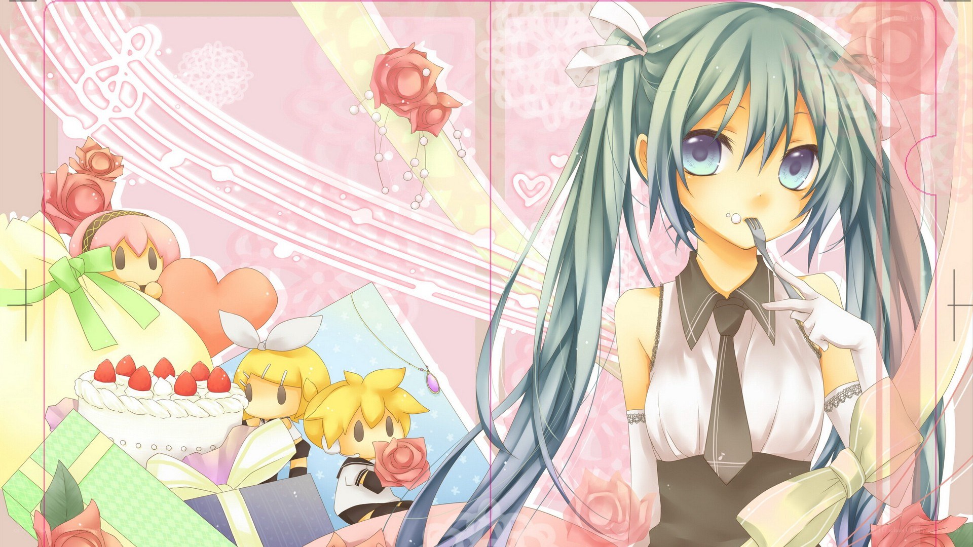 Hatsune Miku with chibi characters