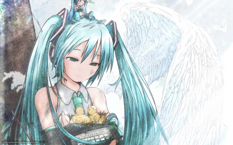Hatsune Miku with chicks