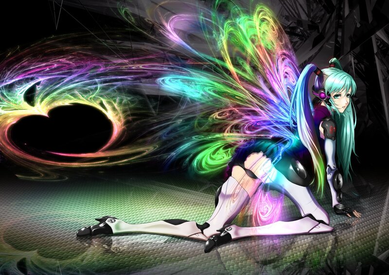 hatsune miku with colorful energy