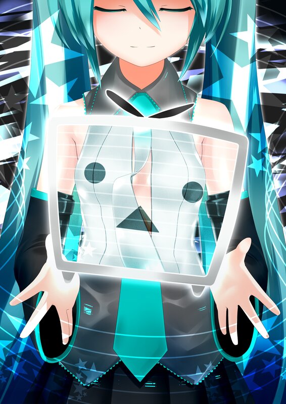 hatsune miku with digital display