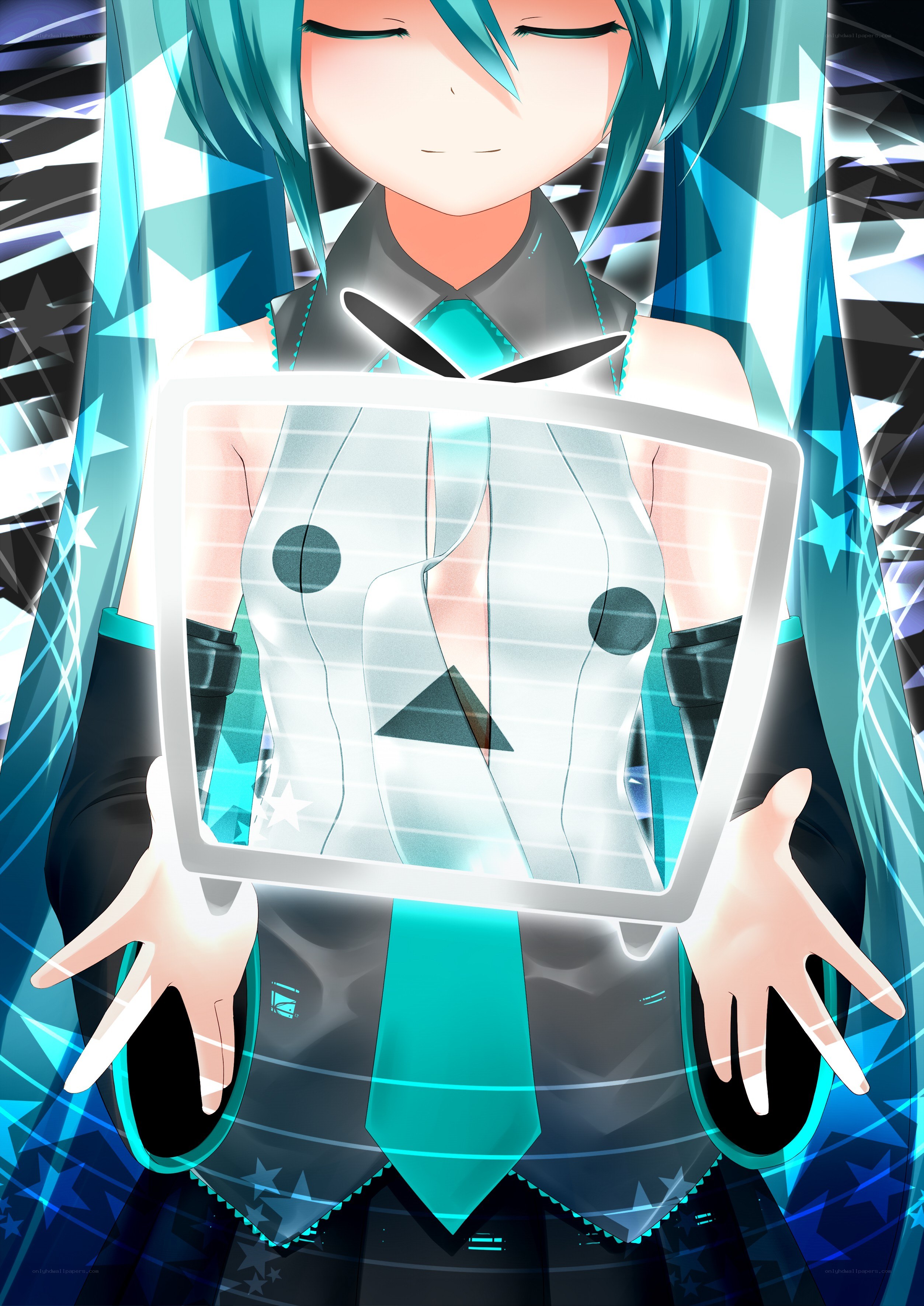 hatsune miku with digital display