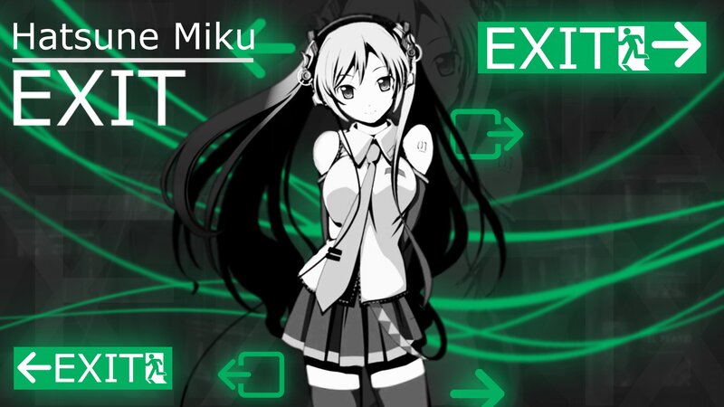 Hatsune Miku with exit signs