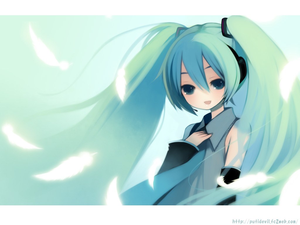 Hatsune Miku with feathers
