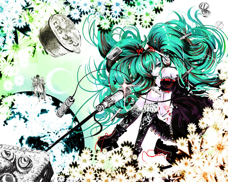 Hatsune Miku with flowers