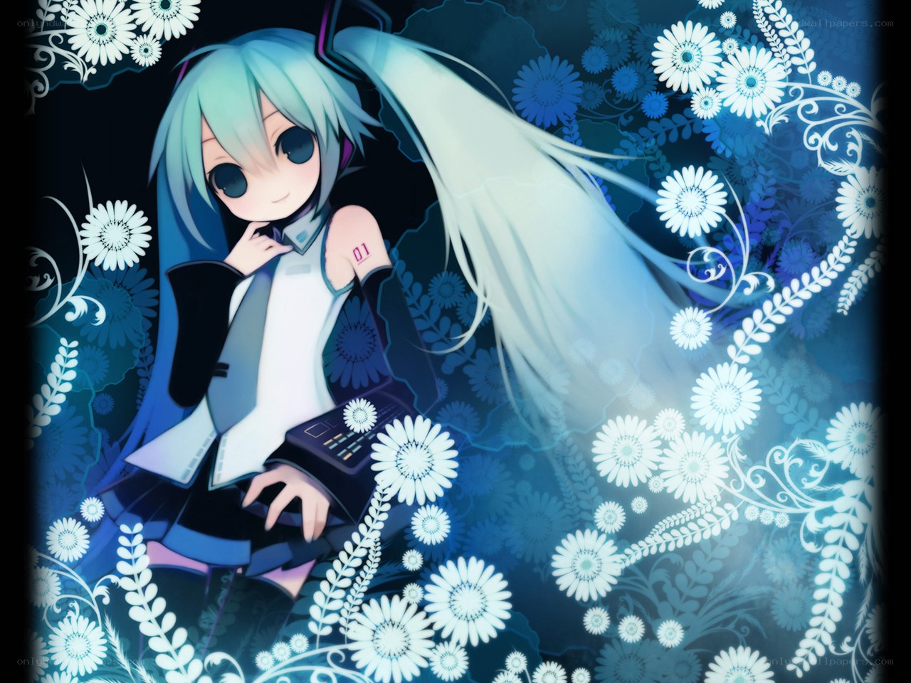 Hatsune Miku with flowers