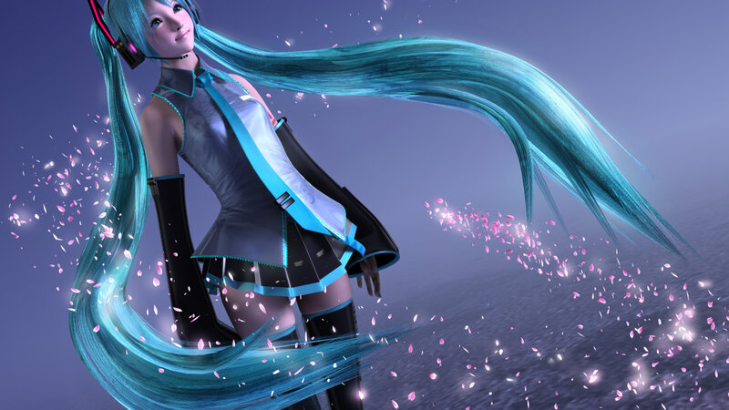 Hatsune Miku with flowing hair