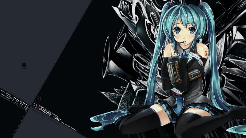 Hatsune Miku with futuristic instrument