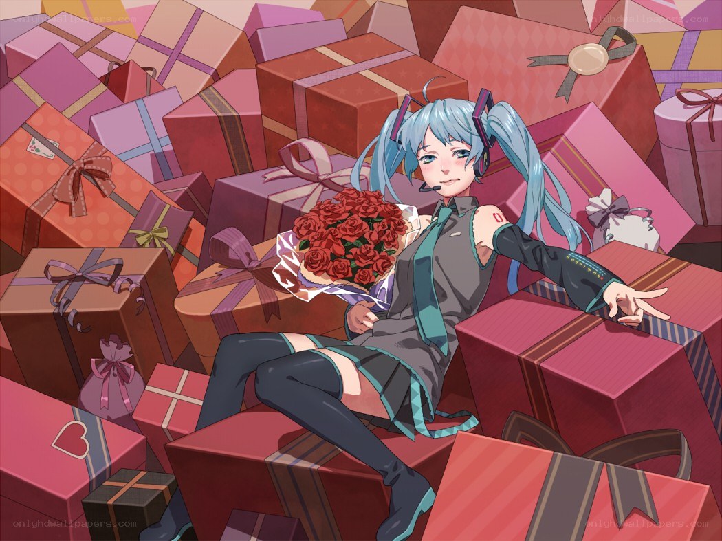 Hatsune Miku with gifts