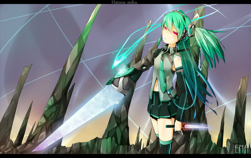 Hatsune Miku with glowing sword