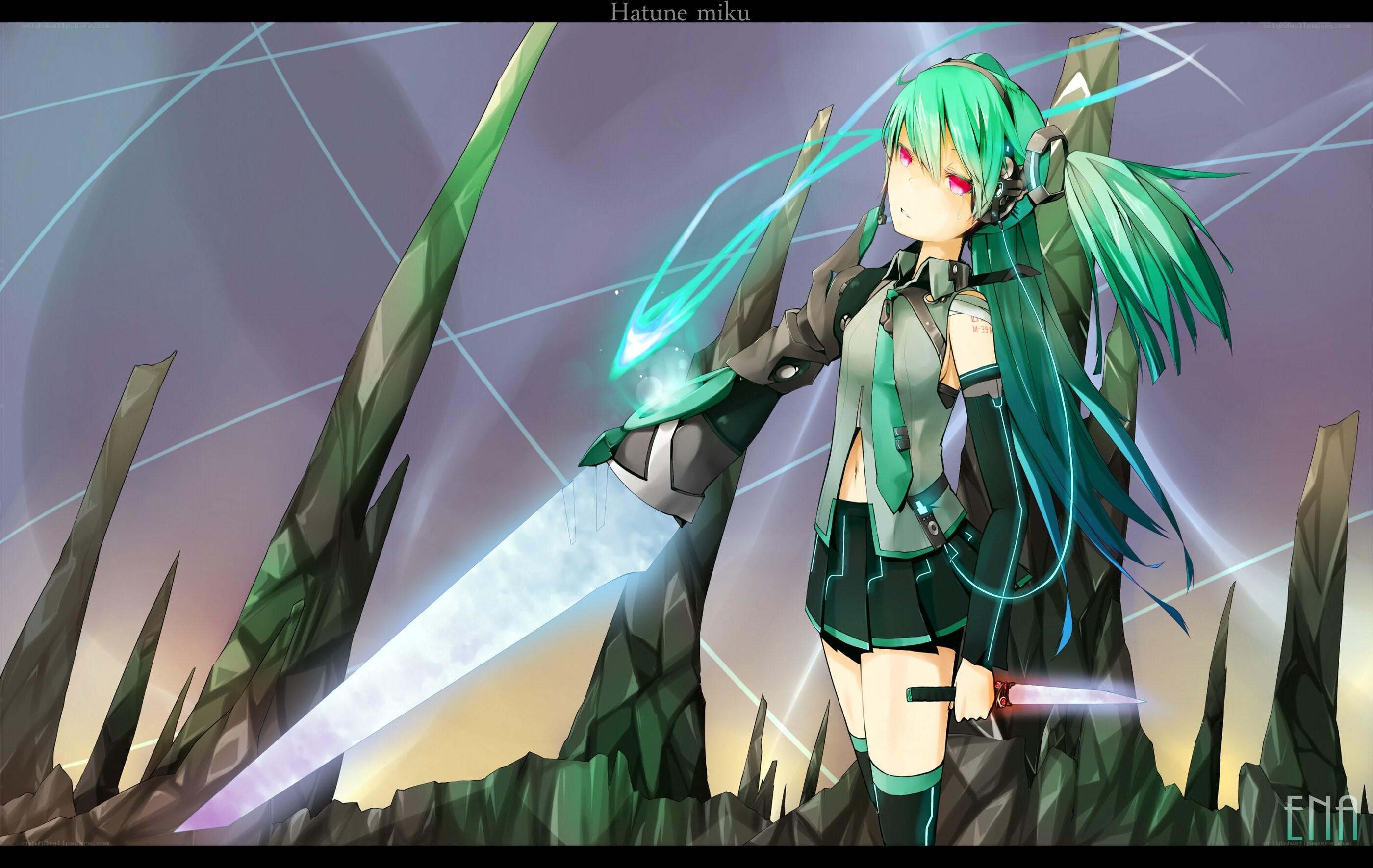 Hatsune Miku with glowing sword