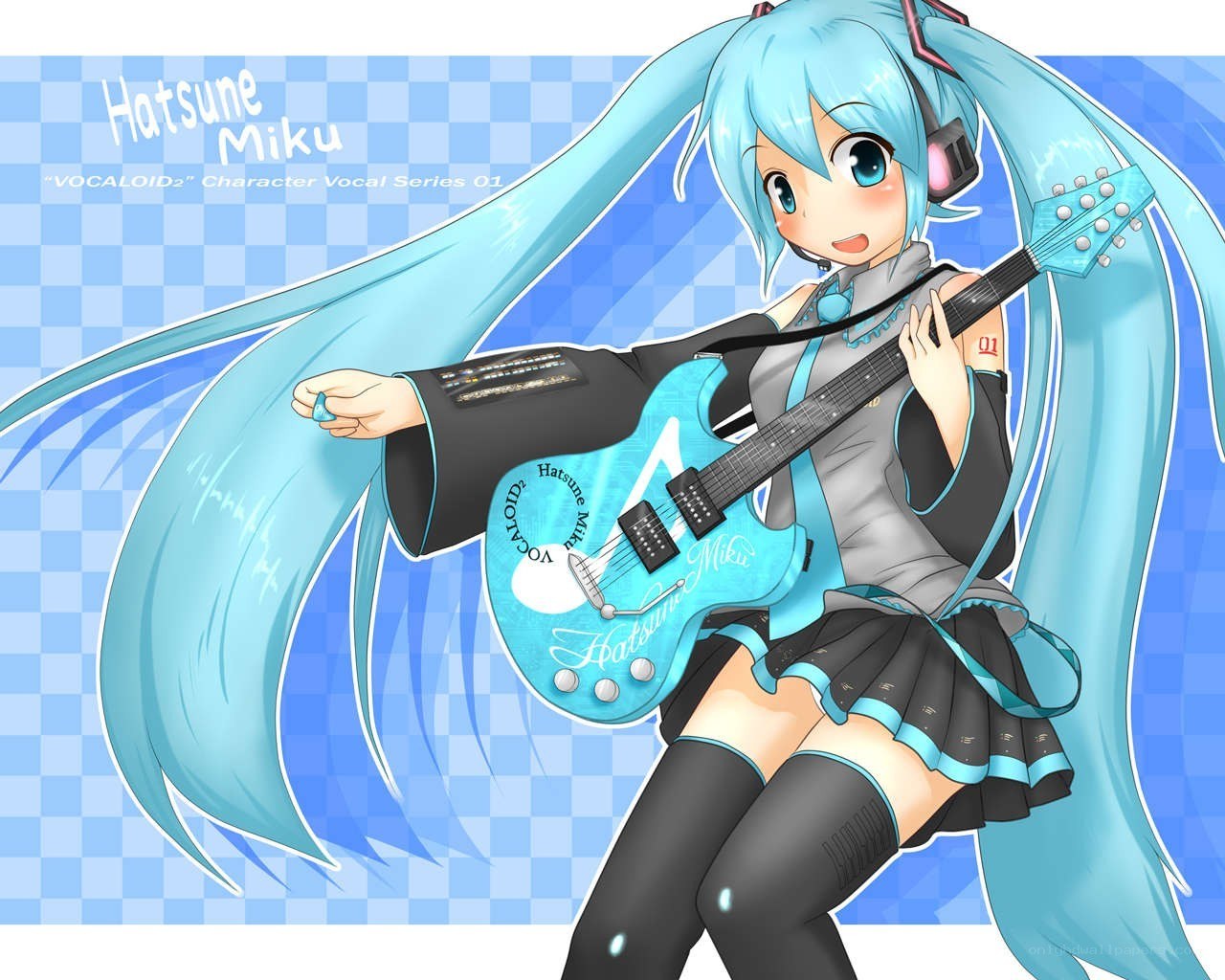 Hatsune Miku with guitar
