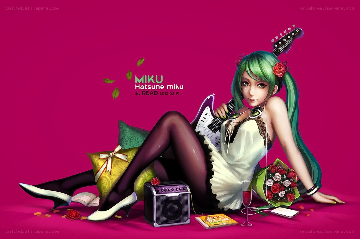Hatsune Miku with guitar