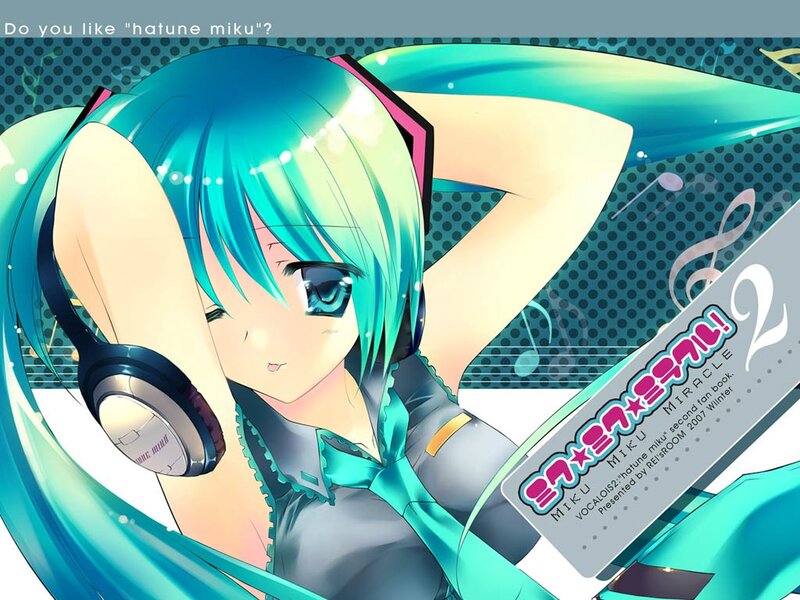 Hatsune Miku with headphones