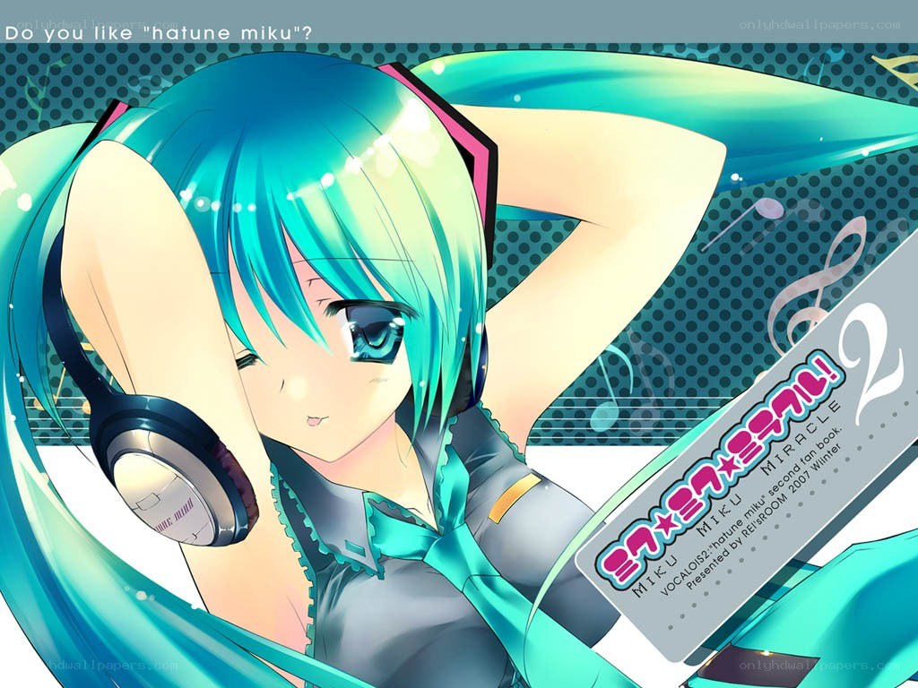 Hatsune Miku with headphones