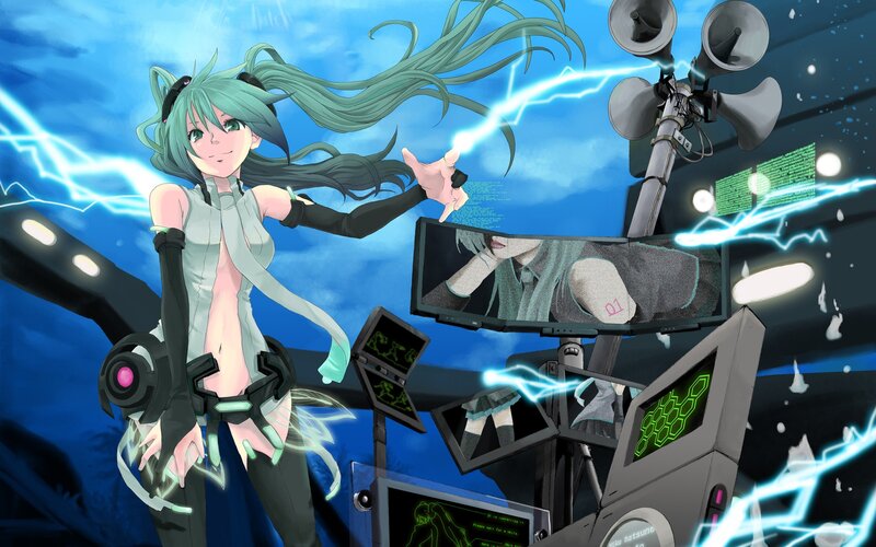 hatsune miku with lightning