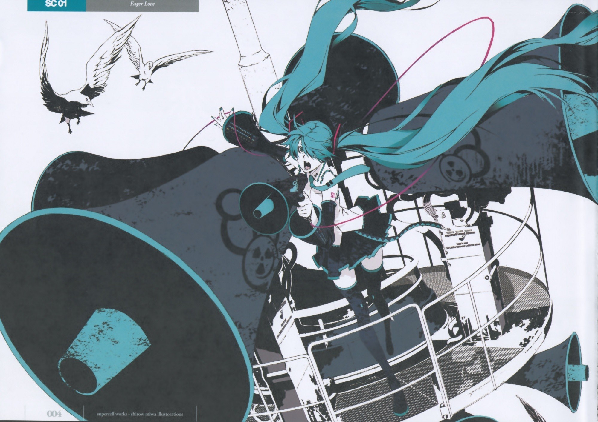Hatsune Miku with megaphones