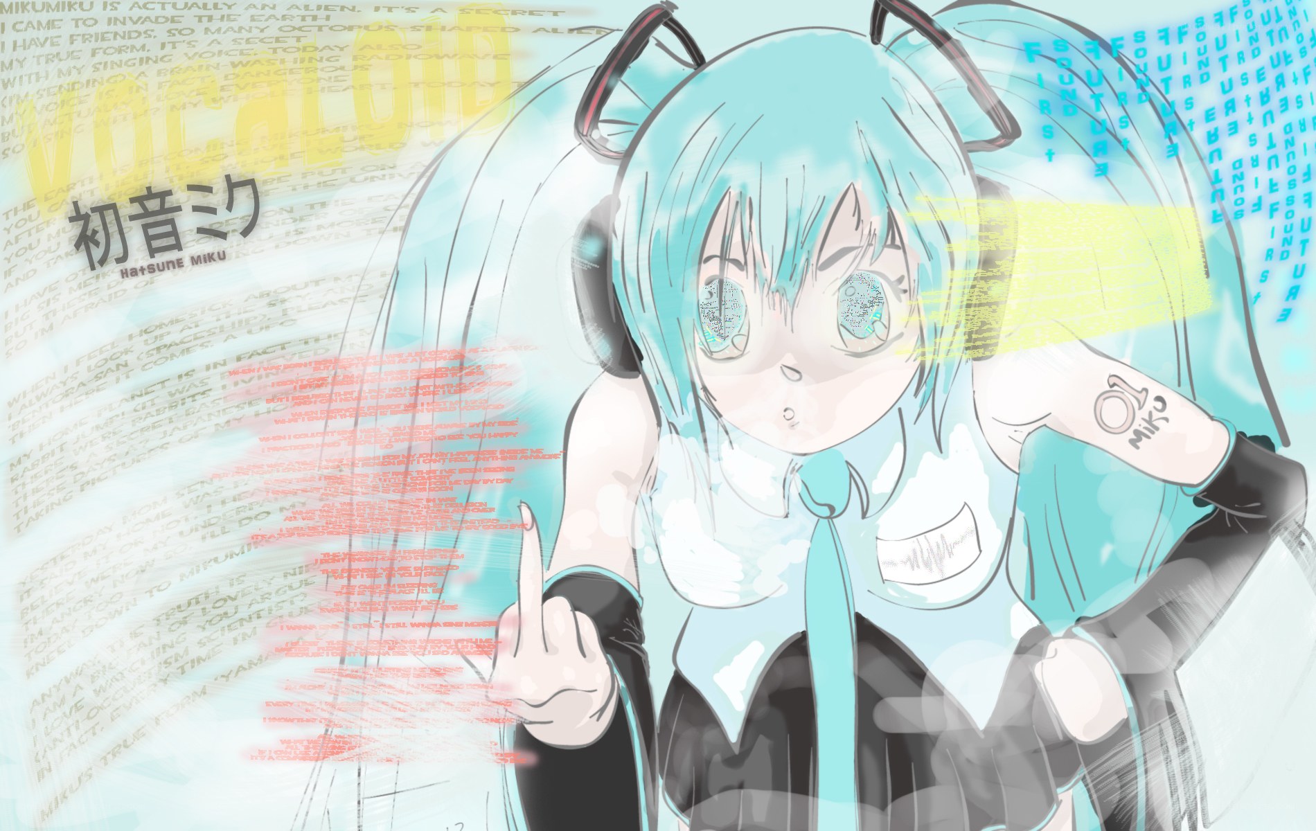 Hatsune Miku with middle finger