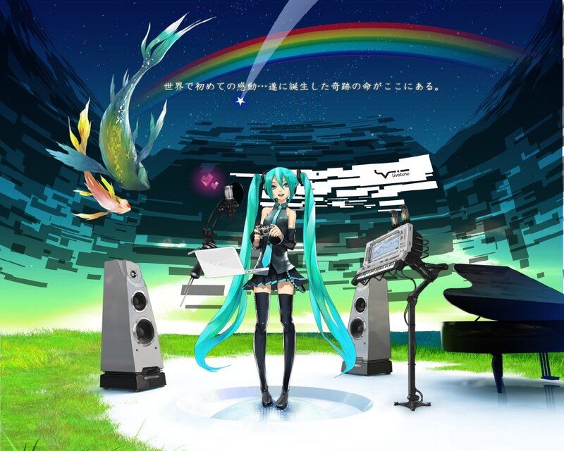 Hatsune Miku with music gear