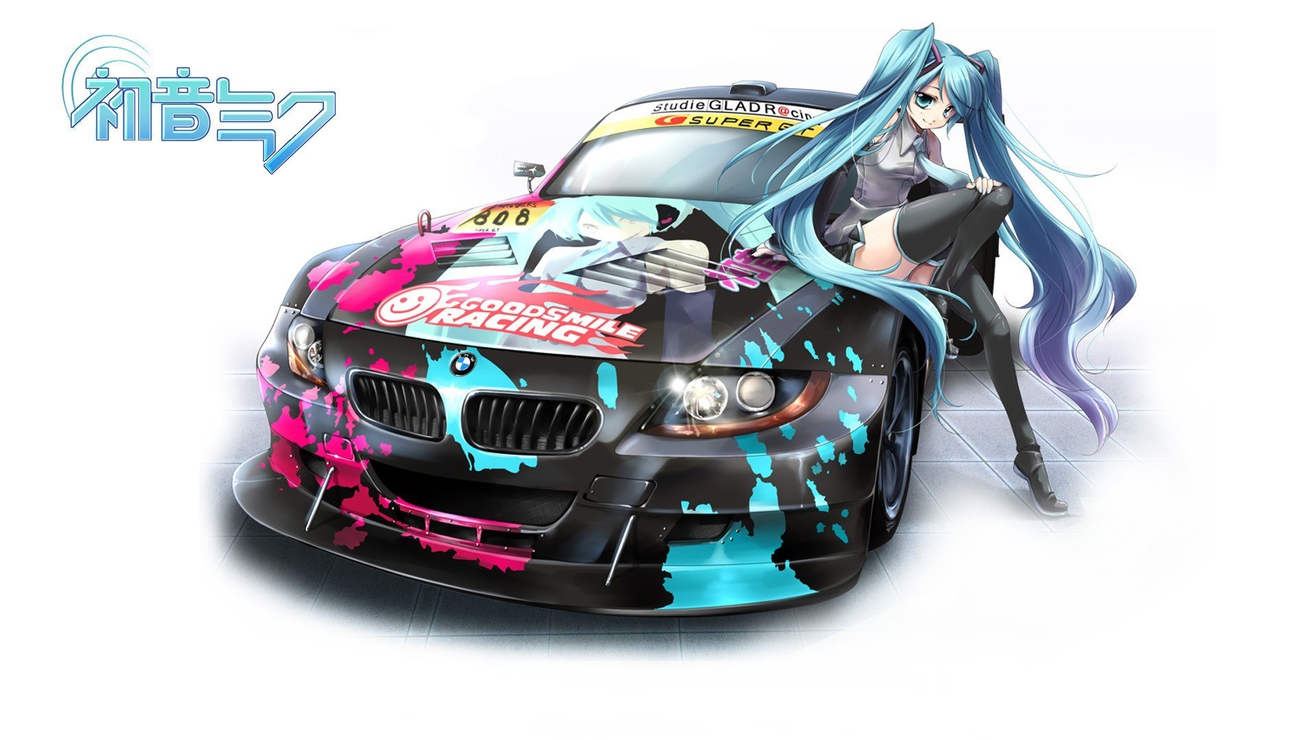 Hatsune Miku with race car
