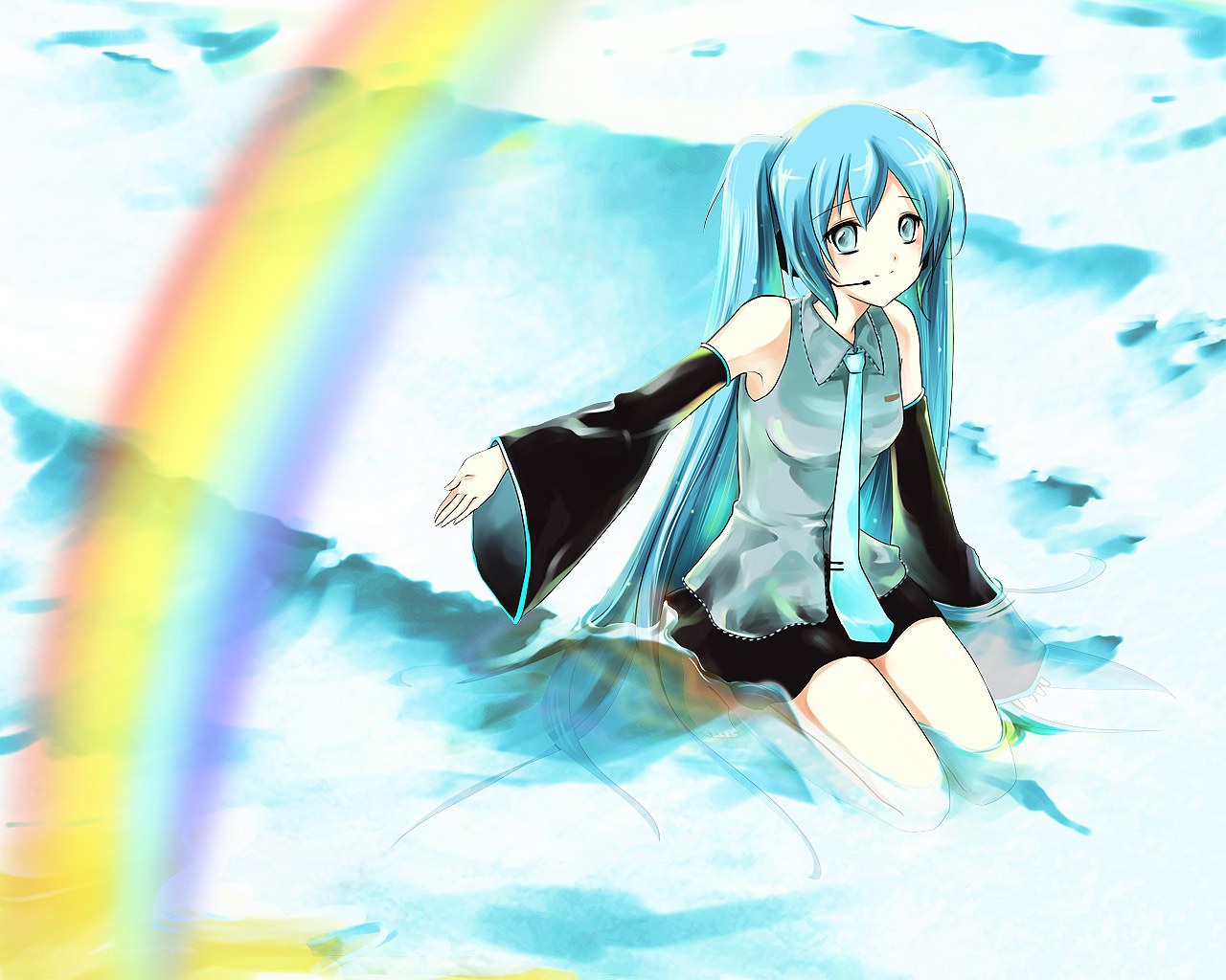 Hatsune Miku with rainbow