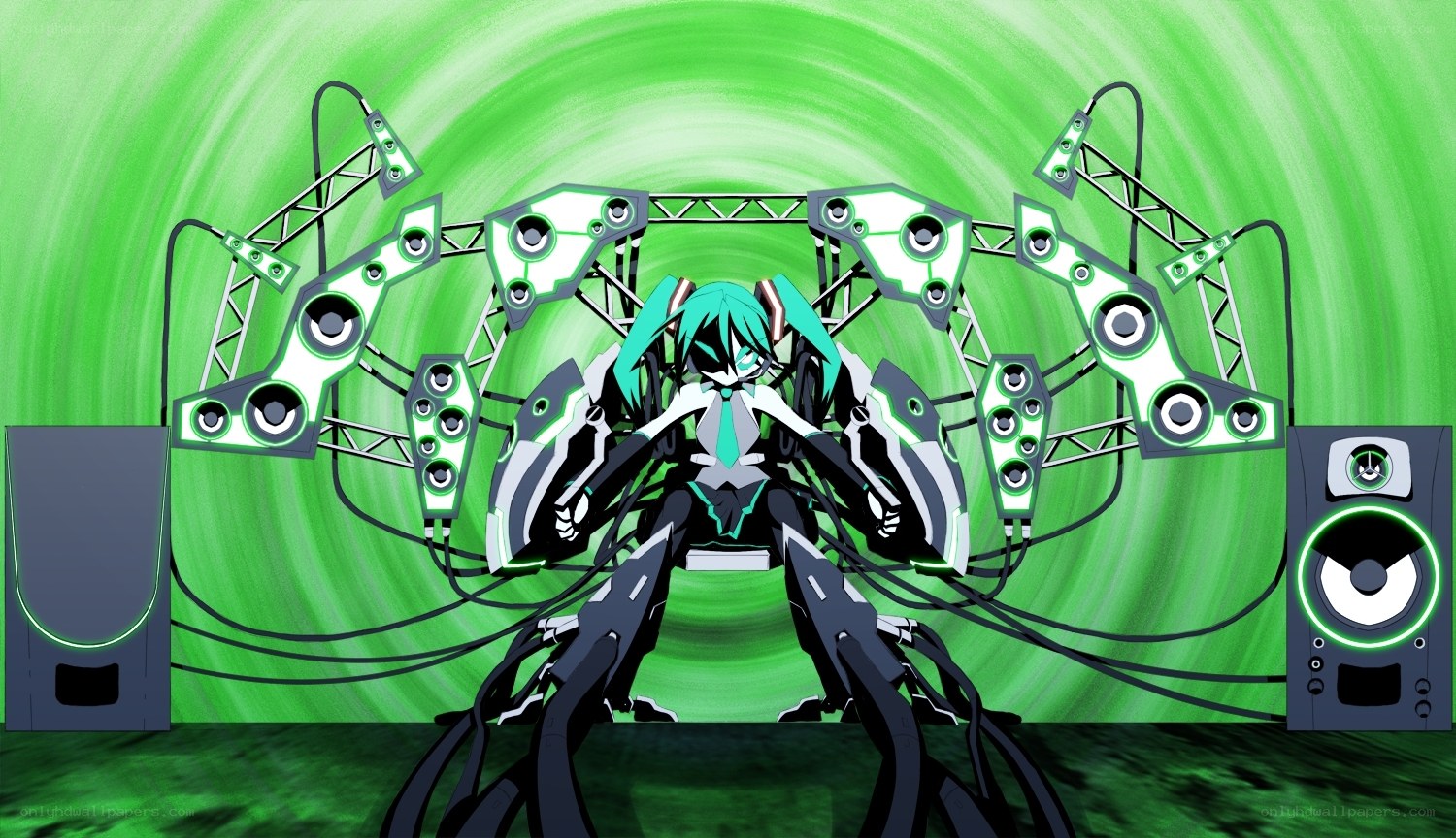 hatsune miku with speakers