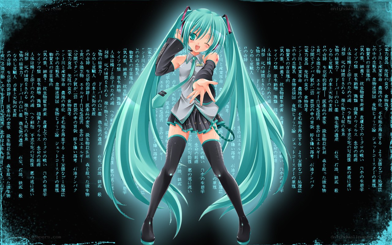 Hatsune Miku with text background