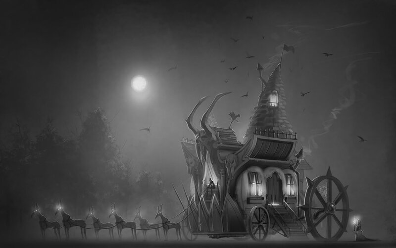 Haunted Carriage at Night