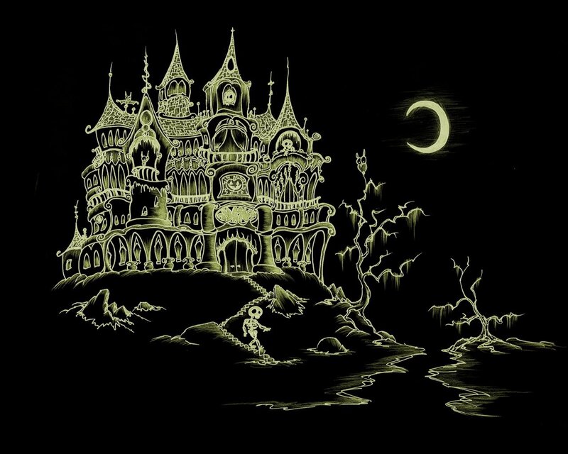 haunted castle at night