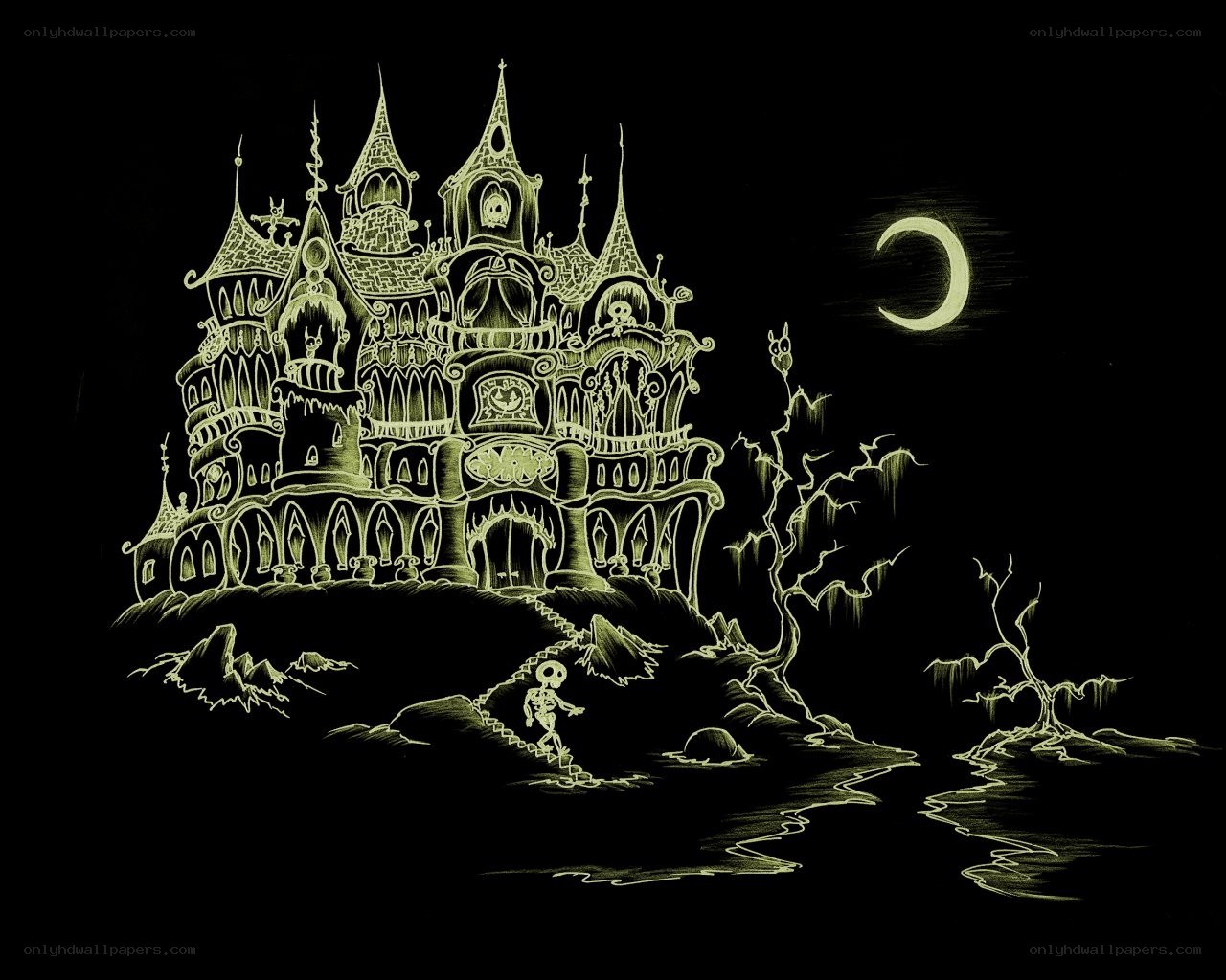 haunted castle at night