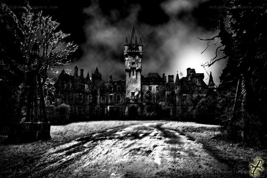 haunted castle at night