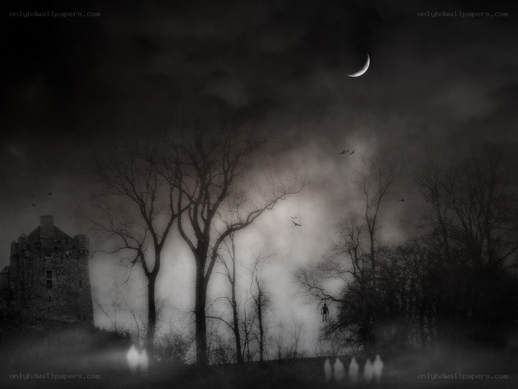 haunted castle at night