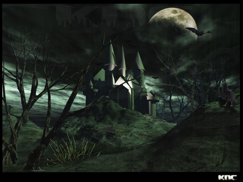haunted castle at night