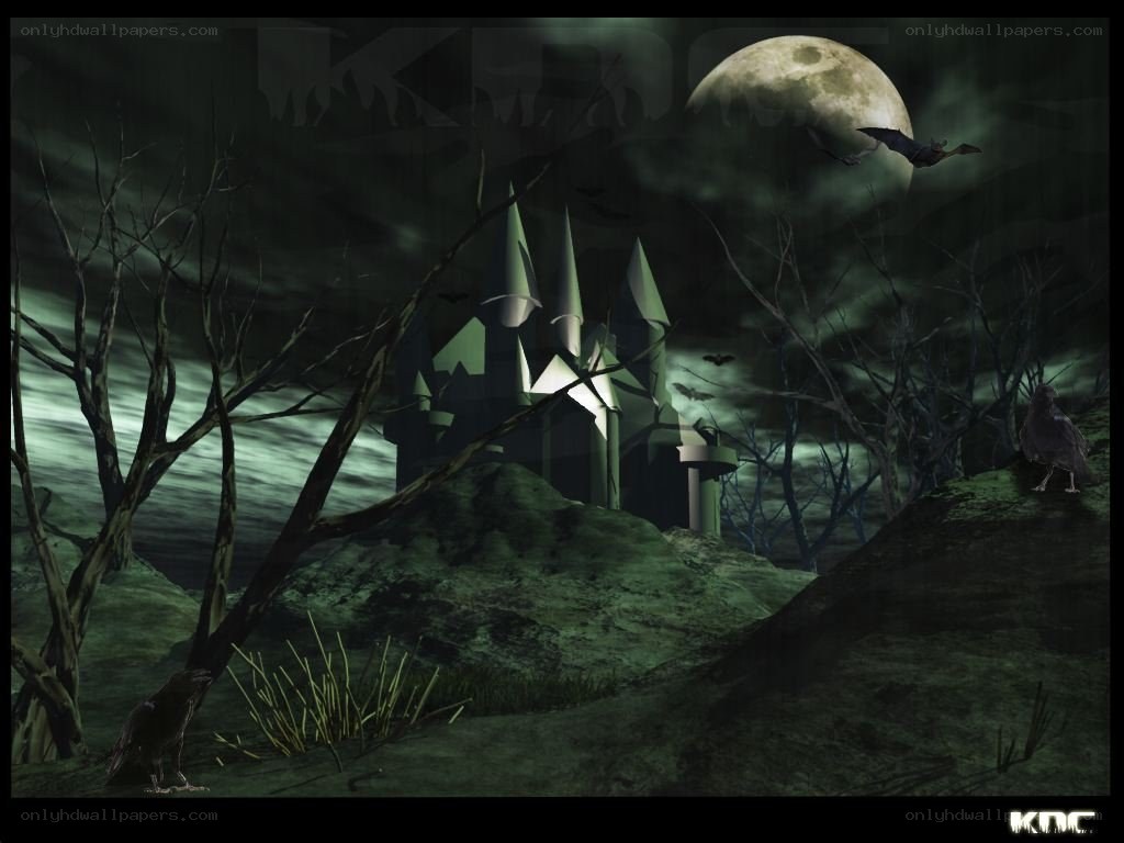 haunted castle at night