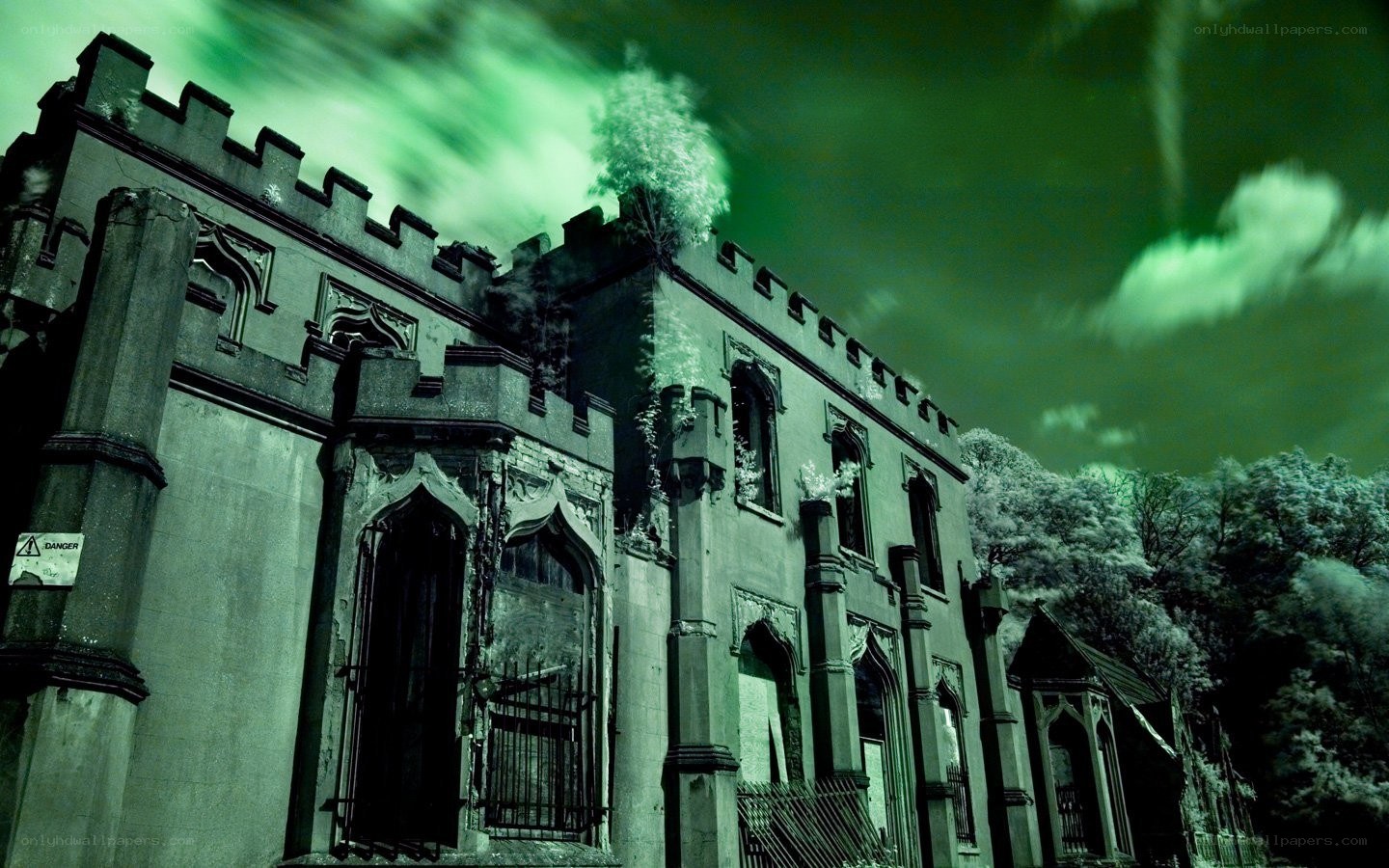 haunted castle at night