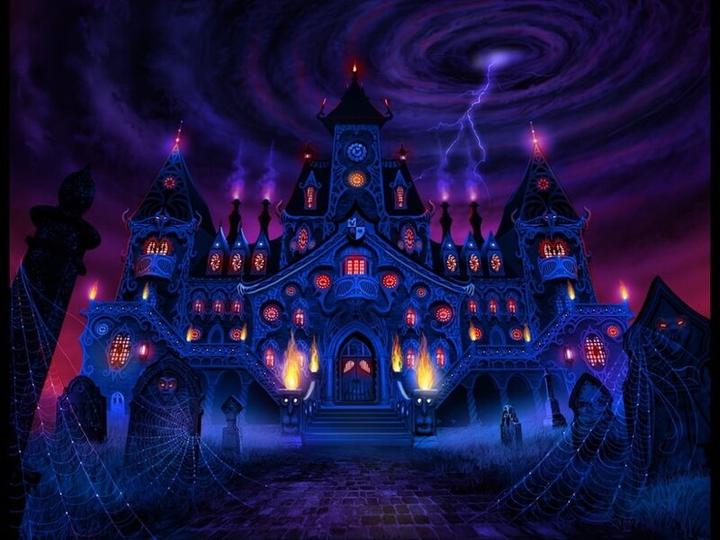 haunted castle at night