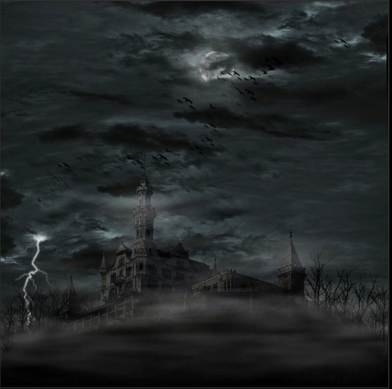 Haunted Castle at Night — Black