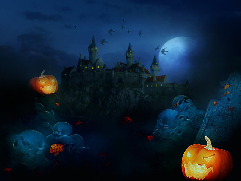 Haunted Castle at Night — Blue
