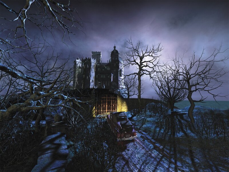 Haunted Castle at Night — Purple, Dark, Eerie
