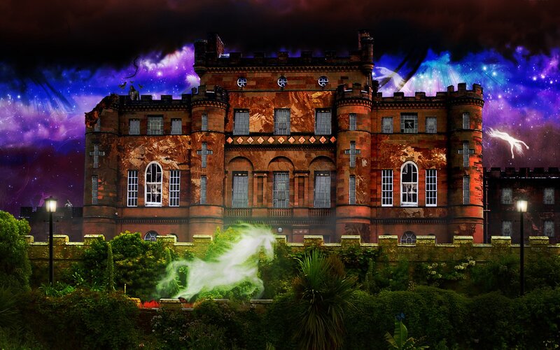 Haunted Castle at Night — Purple, Dramatic