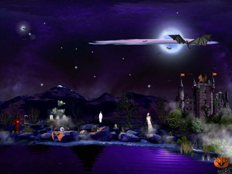 Haunted Castle at Night — Purple