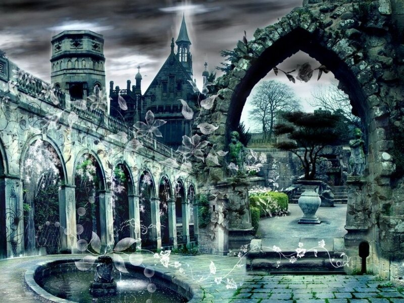 haunted castle courtyard