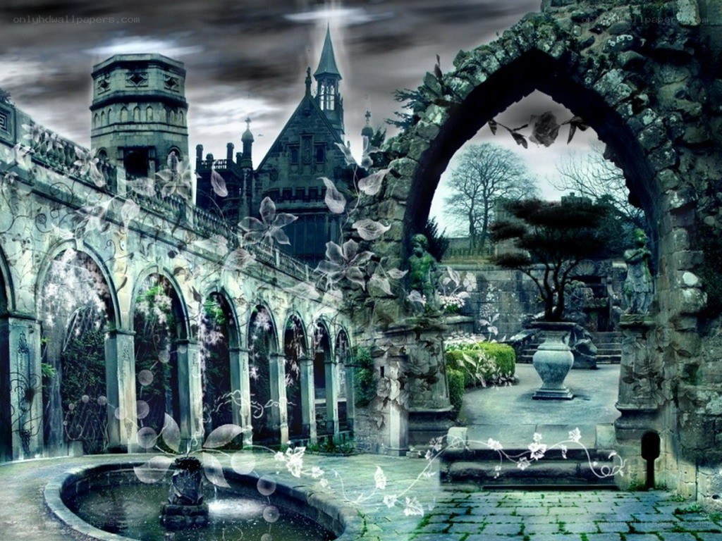 haunted castle courtyard