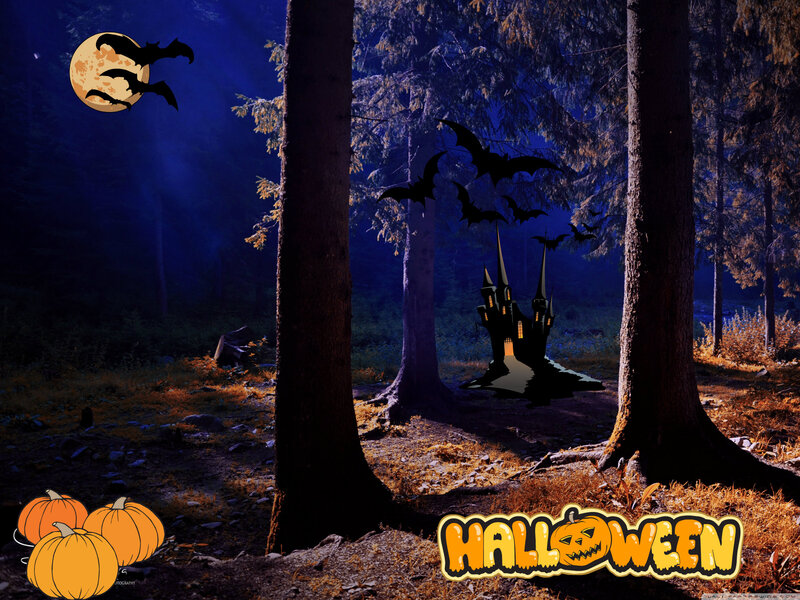 Haunted Castle in Forest — Blue, Spooky