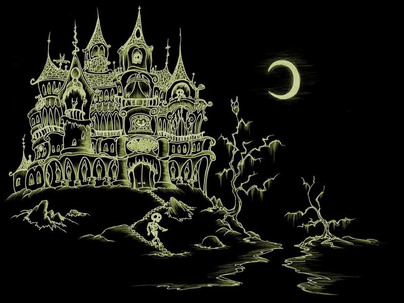 haunted castle under moonlight
